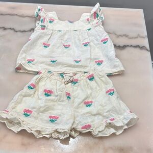 Zara Cream and Pink Floral Toddler Set